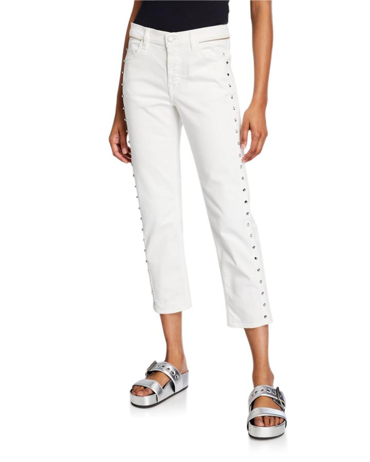 Elios Spike Denim Cropped Jeans