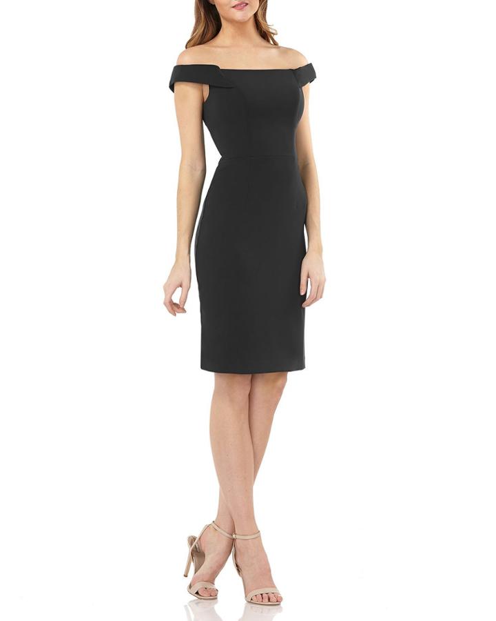 Off-the-shoulder Crepe Cocktail Dress