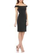 Off-the-shoulder Crepe Cocktail Dress