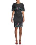 Lace Popover Dress W/ Floral Embroidery
