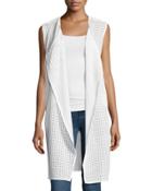 Draped Grid-print Vest, White