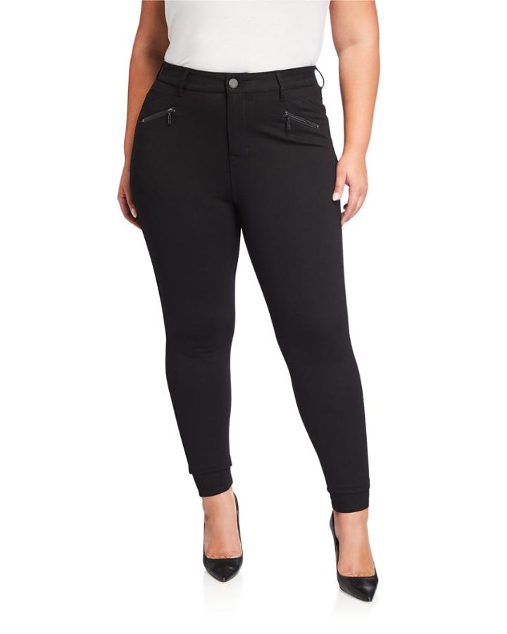 Plus Size High-rise Zip Ponte