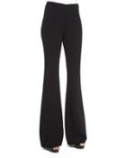 High-waist Flared Wool Pants, Black