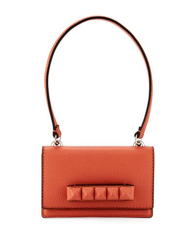 Rockstud Small Flap-top Shoulder Bag, Coral