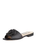 Roslyn Leather Slide Sandal With Flower