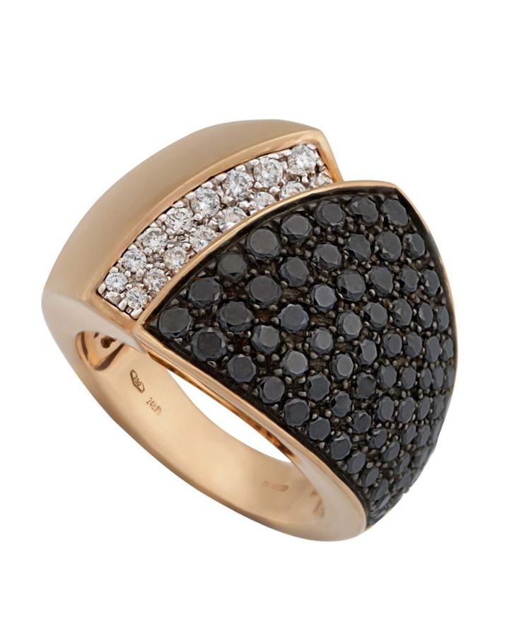 18k Rose Gold Tapered 2-tone Diamond Ring,