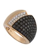 18k Rose Gold Tapered 2-tone Diamond Ring,
