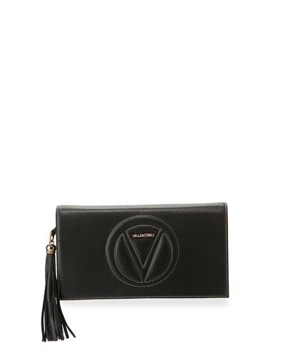 Lena Leather Clutch Bag, Black