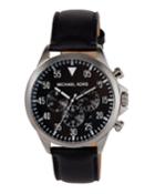 45mm Gage Leather Strap Watch, Black