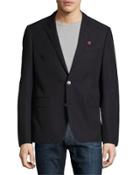 Two-button Linen Blazer, Black