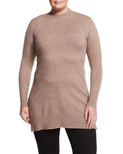 Long-sleeve Mock-neck Tunic, Wheat,