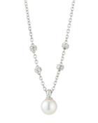 18k White Gold Diamond & Pearl Pendant Necklace