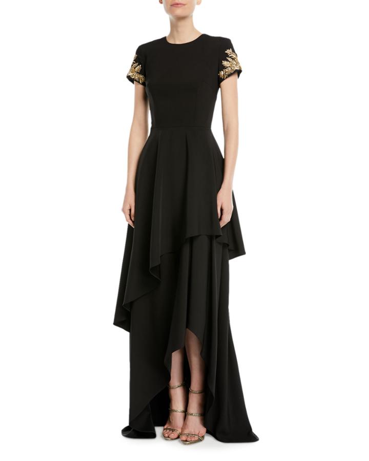 Tiered Skirted Gown W/ Beaded