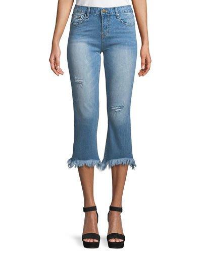Frayed Ankle Light-wash Jeans