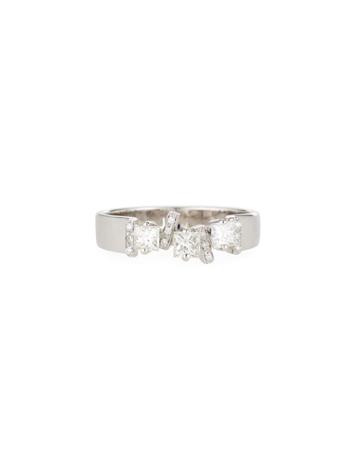 18k White Gold Square & Round Diamond Ring,