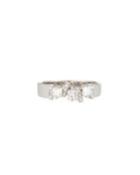 18k White Gold Square & Round Diamond Ring,