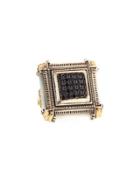 Silver & 18k Square Mother-of-pearl & Spinel Ring,