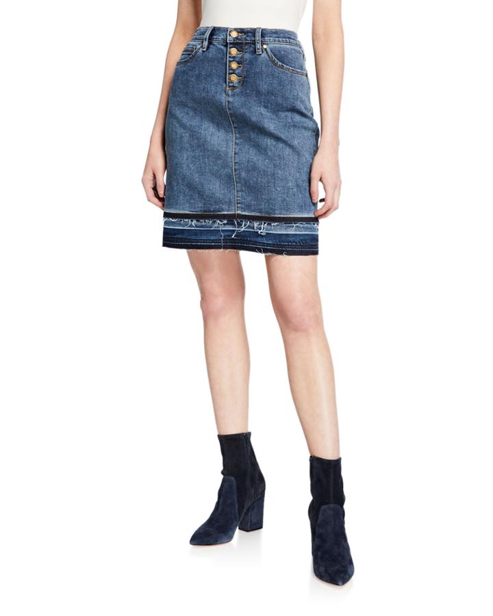 Denim Skirt W/ Released Hem