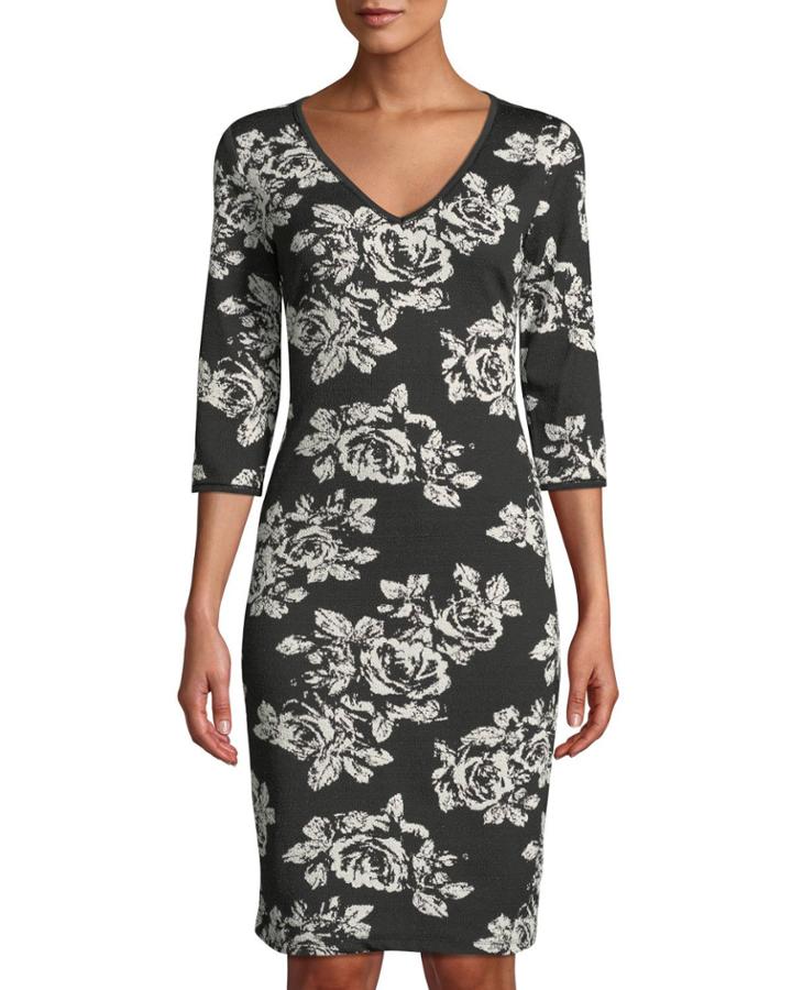 V-neck Half-sleeve Floral