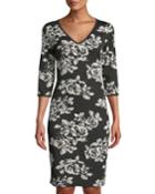 V-neck Half-sleeve Floral