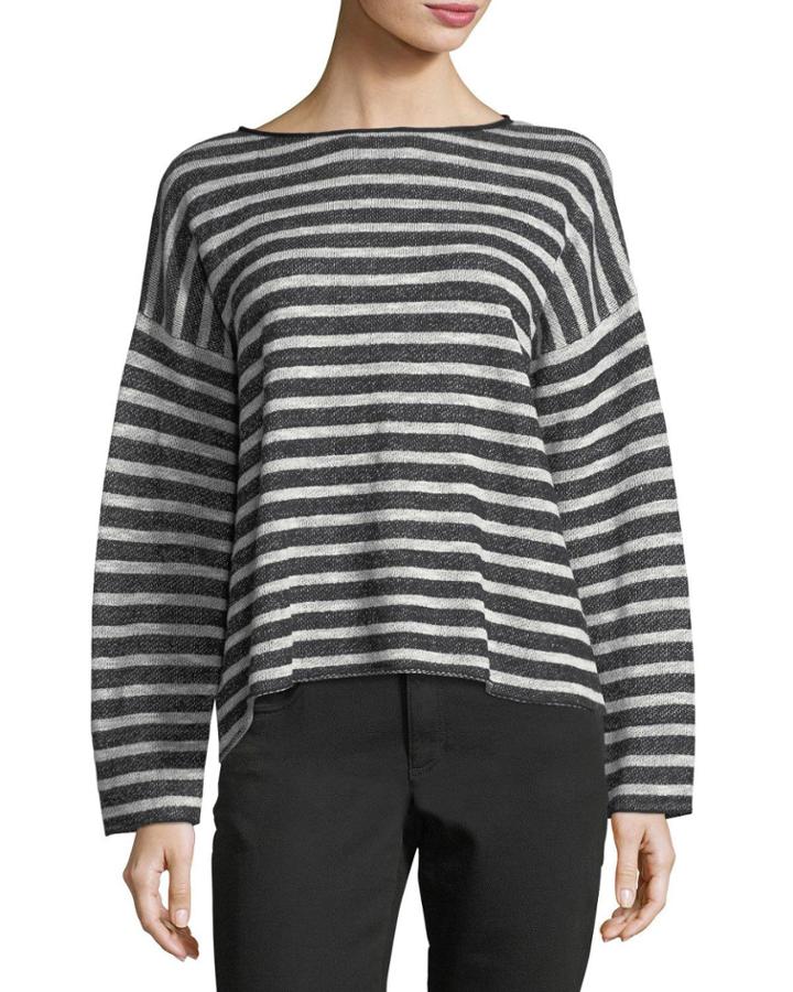 Terry Striped Button-back Box Top