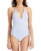 Nina Deep-v Halter Solid One-piece