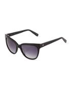 Luxor Cat-eye Plastic Sunglasses, Black
