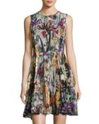 Floral-print Sleeveless Fit & Flare Dress,