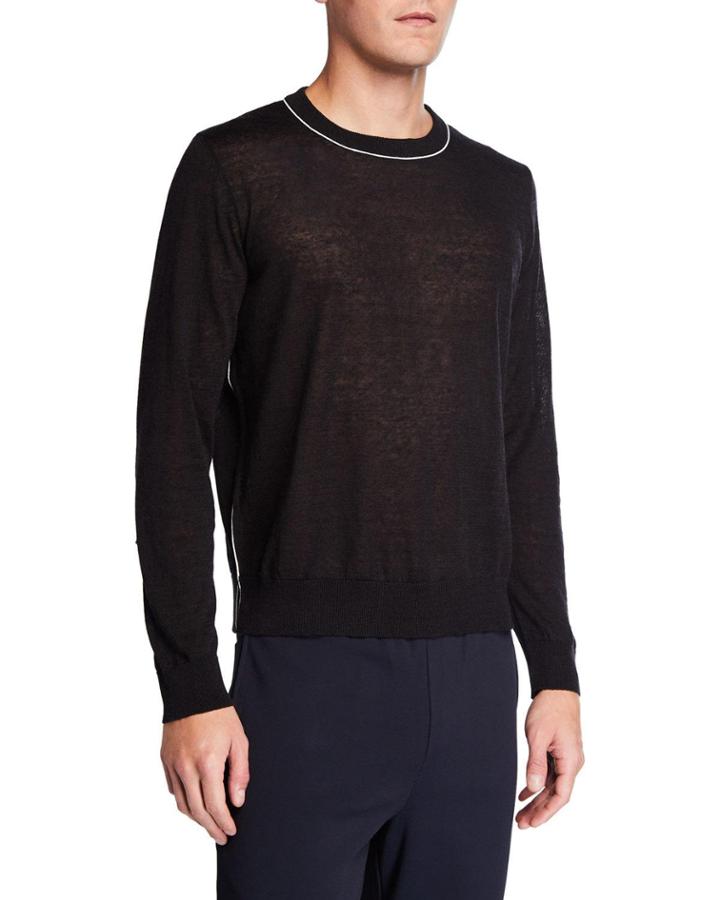Men's Contrast Trim Linen-cashmere