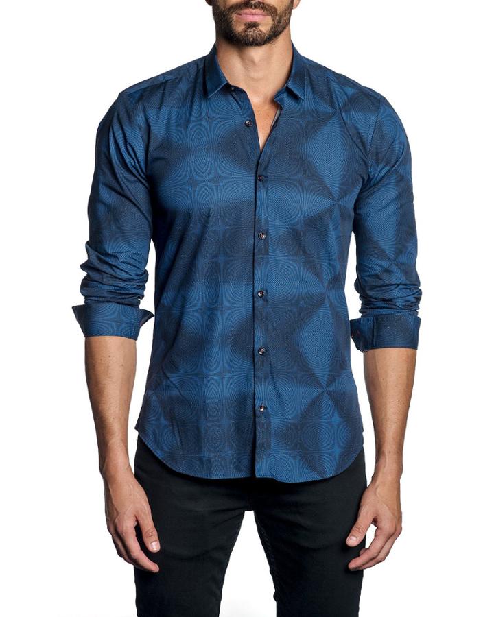 Men's Semi-fitted Circle-print Woven