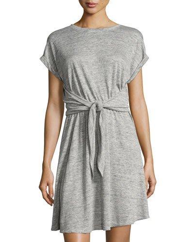 Sleeveless Tie-waist Linen Dress,