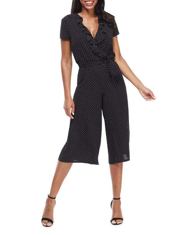 Polka Dot Cropped Wide-leg Jumpsuit