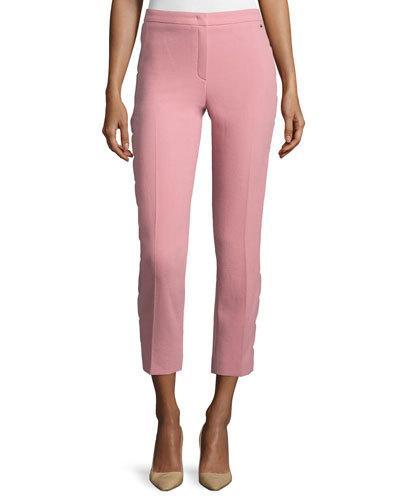 Slim-leg Ankle Pants W/scallop Outseam, Rosehip