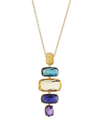Murano 18k Mixed Oval Gemstone Pendant Necklace
