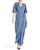 Olivia Chiffon Short-sleeve Kimono Maxi Wrap Dress