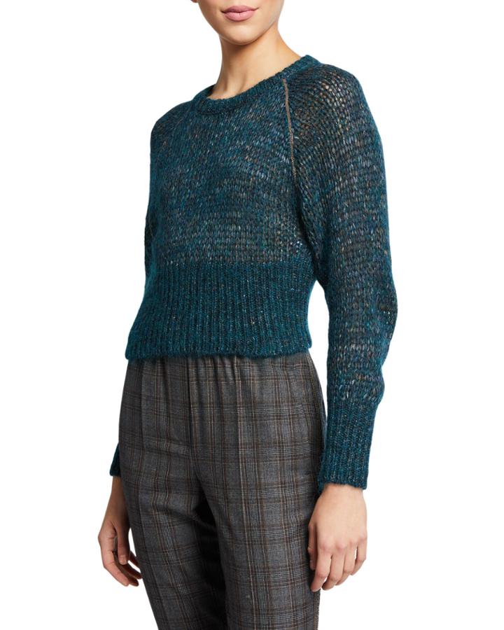 Monili-beaded Mohair-alpaca Crop