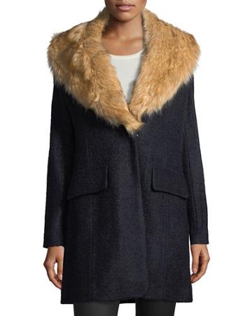 Holly Leopard-print Coat W/ Faux-fur Collar
