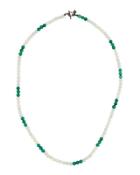 Long Coral, Mossy Aventurine & Green Moonstone Beaded Necklace