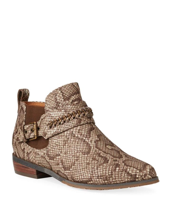 Neptune Chain Snake-print Booties