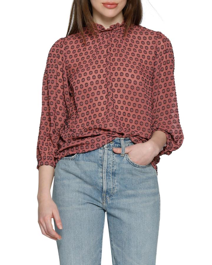 Carolyn High-neck Polka-dot Top