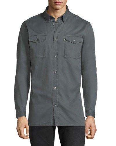 Olaf Cotton Workwear Shirt, Gray
