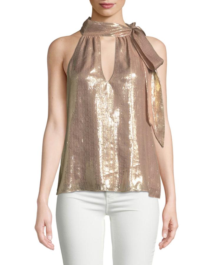 Sasha Metallic Tie-neck