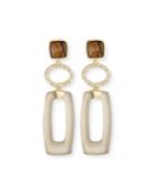 Alexis Bittar Tiger's Eye Lucite Link Drop Earrings, Women's, Warm Grey