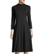 Mock-neck A-line Ponte Dress