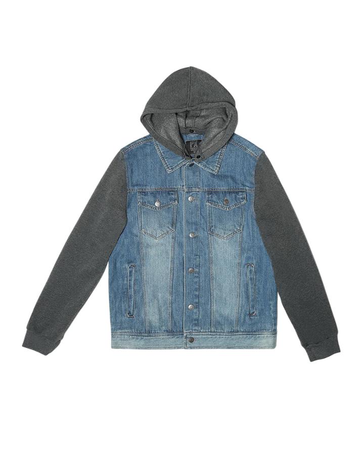 Fleece-sleeved Denim Jacket,