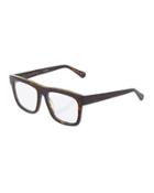 Square Chain-trim Acetate Optical Glasses, Brown