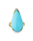 18k Lisse Turquoise/diamond Elongated Pear Ring,