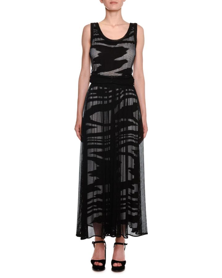 Scoop-neck Sleeveless Space-dye Mesh