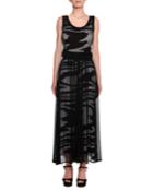 Scoop-neck Sleeveless Space-dye Mesh