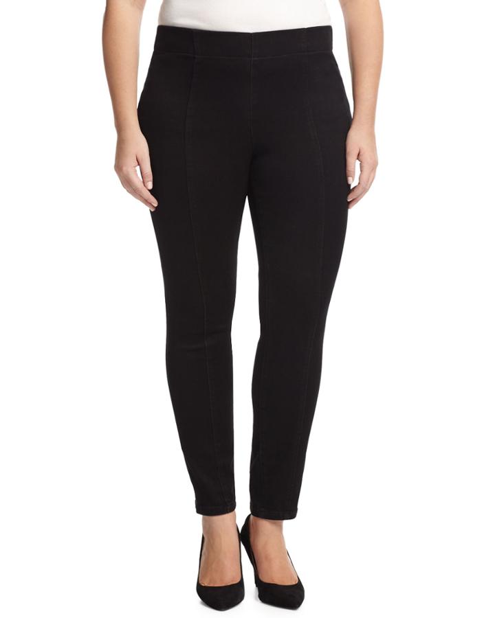 Nydj Plus Poppy Seamed Denim Leggings, Black, Women's,